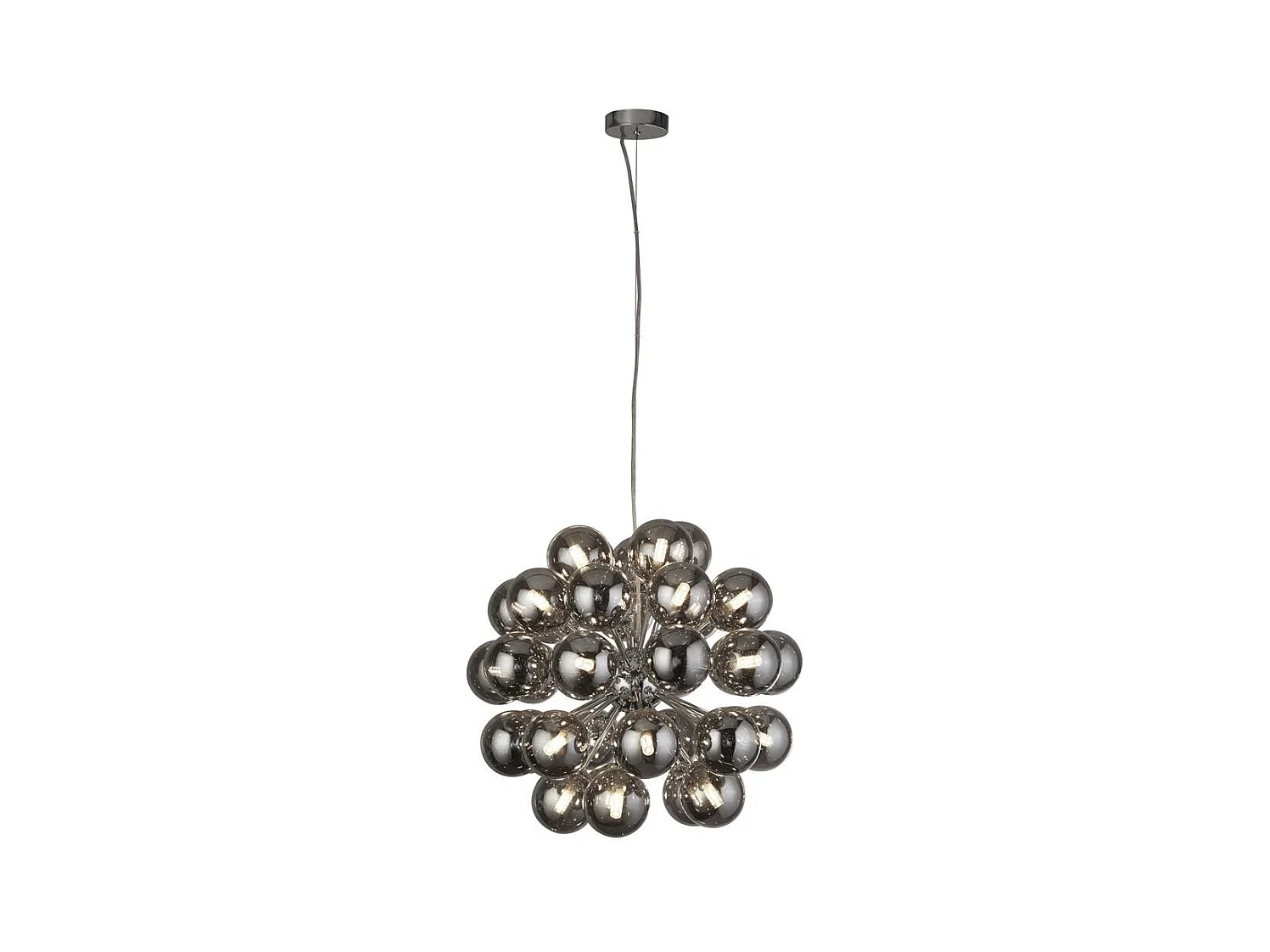 Lampadario Contemporaneo Bacca Acciaio Cromo Vetro Fumè 27 Luci G9