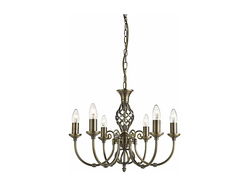 Lampadario Industrial-Nordico Zanzibar Acciaio Ottone 6 Luci E14