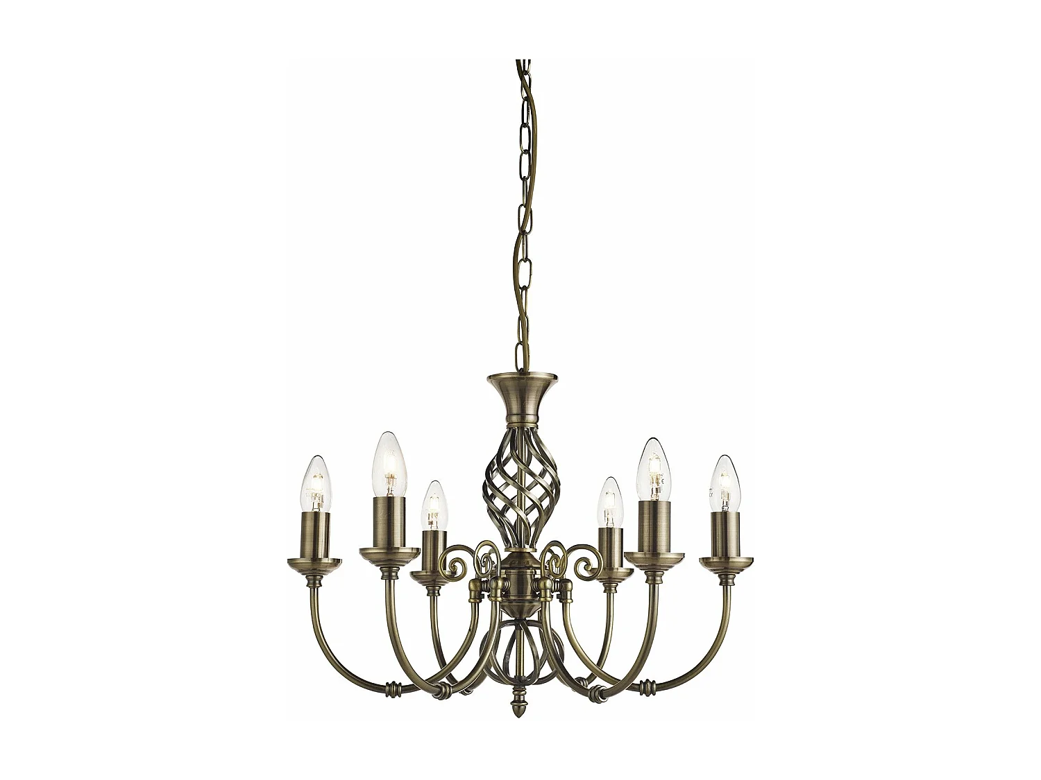 Lampadario Industrial-Nordico Zanzibar Acciaio Ottone 6 Luci E14