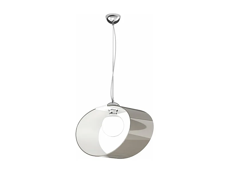 Sospensione Moderna Lap Metallo Bianco E Vetro Tortora 1 Luce E27 42Cm