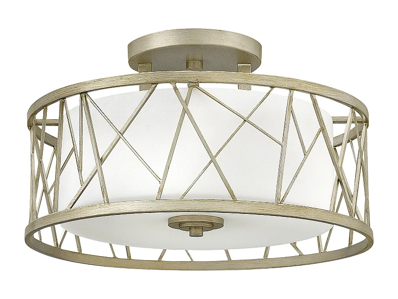 Elstead Nest - 3 licht Semi Flush Deckenleuchte Silver Leaf, E27