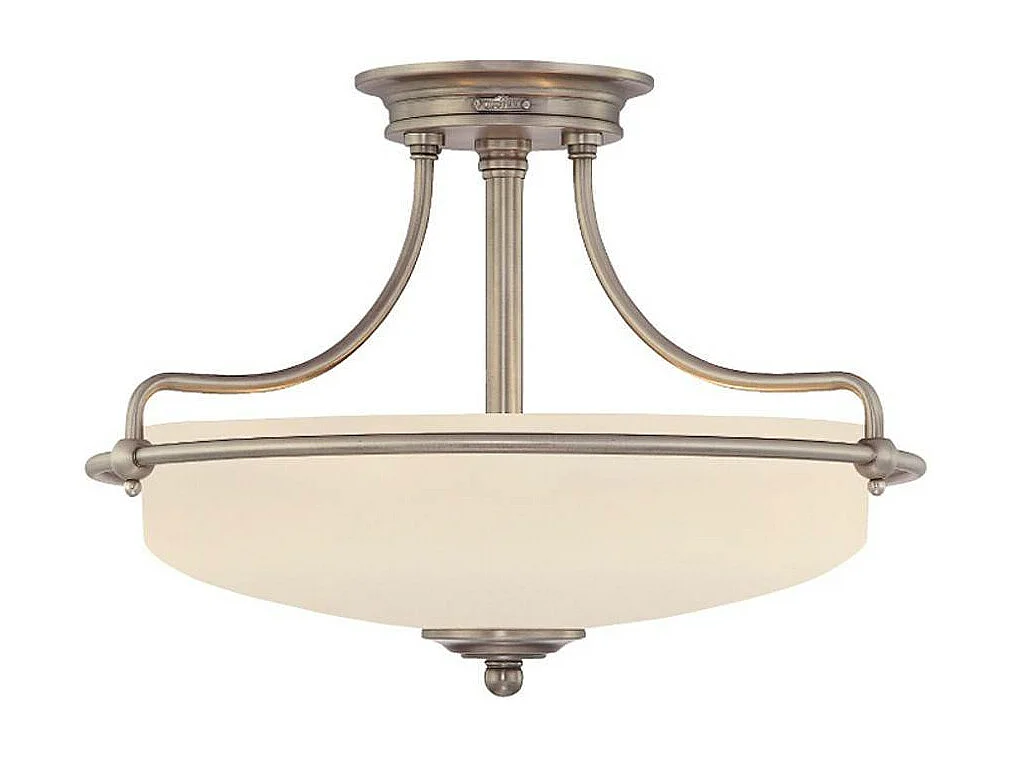 Elstead Griffin Plafonnier semi-affleurant à 3 ampoules, nickel antique, E27