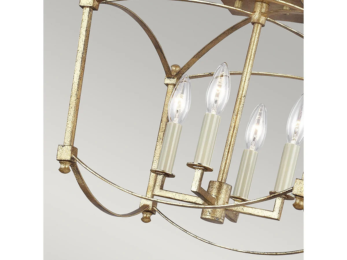 Elstead Feiss Thayer Semi Flush Taklampa Antik Guld