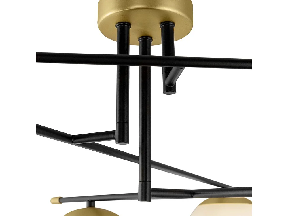 Maytoni Nostalgia Moderne Nostalgie-Deckenleuchte, 6-flammig, goldfarben, mit Glaskugelschirm