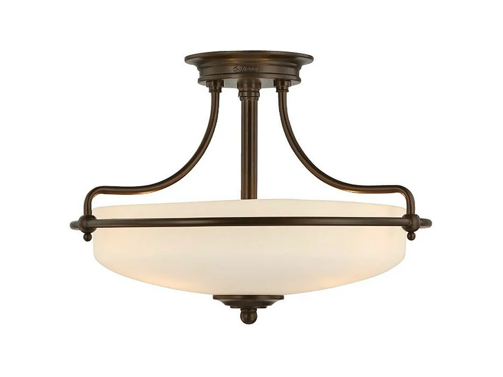 Elstead Griffin - 3 licht Semi Flush Deckenleuchte Palladian Bronze, E27