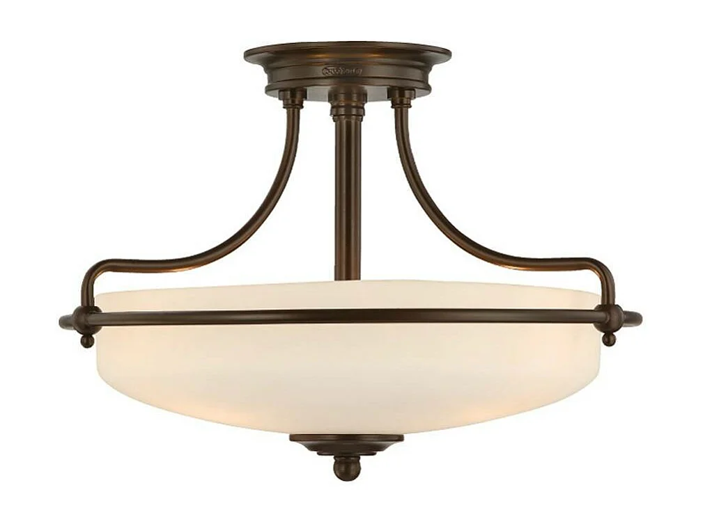 Elstead Griffin - 3 licht Semi Flush Deckenleuchte Palladian Bronze, E27