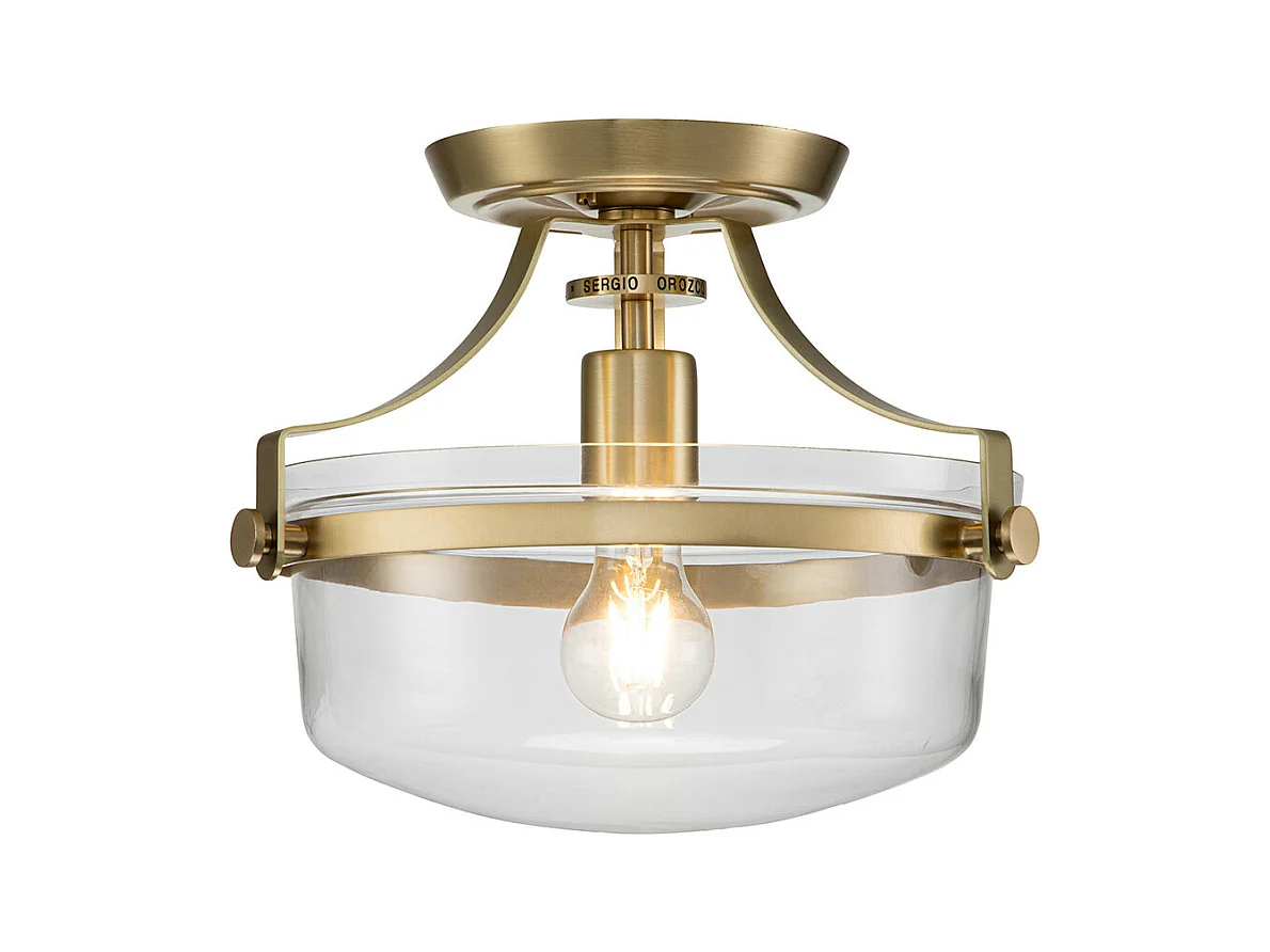 Elstead Quoizel Penn Plafonnier Cylindrique Laiton Brossé
