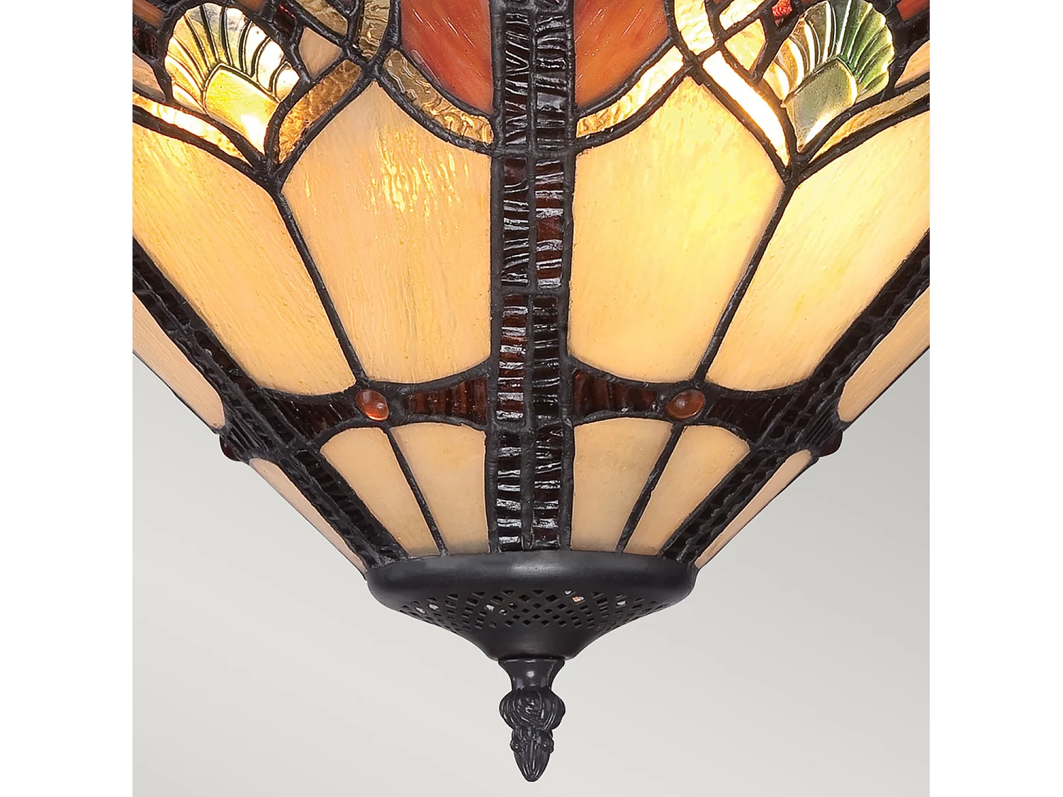 Elstead Cambridge 2 Ljus Semi Flush Ceiling Light Vintage Bronze, Tiffany Glass, E27