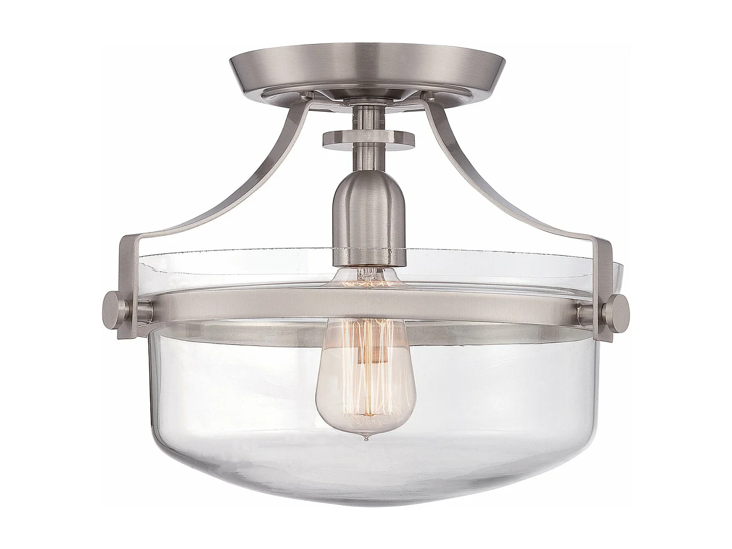 Elstead Penn Station - Plafoniera da semi-filo a 1 luce Nichel spazzolato, E27