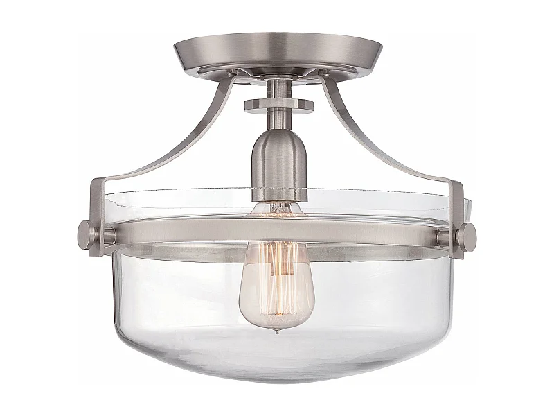 Elstead Penn Station - Plafoniera da semi-filo a 1 luce Nichel spazzolato, E27