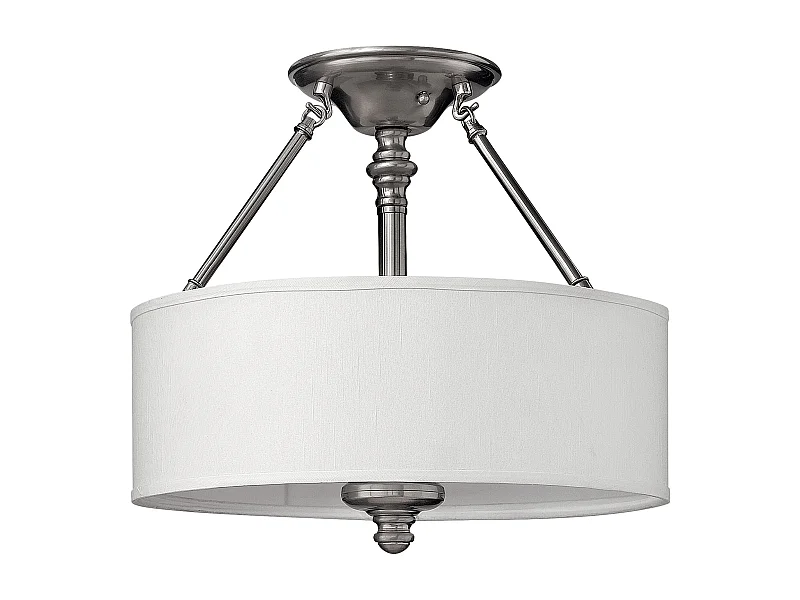 Elstead Sussex - Plafoniera a 3 luci semi-filo nichel spazzolato, attacco E27