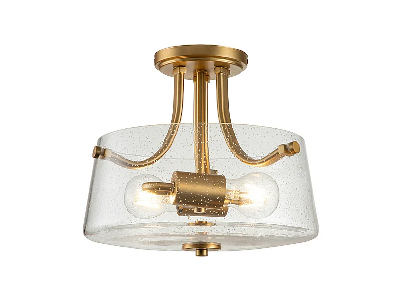 Elstead Quoizel Hollister Bowl Semi-Flush-Deckenleuchte aus gebürstetem Messing