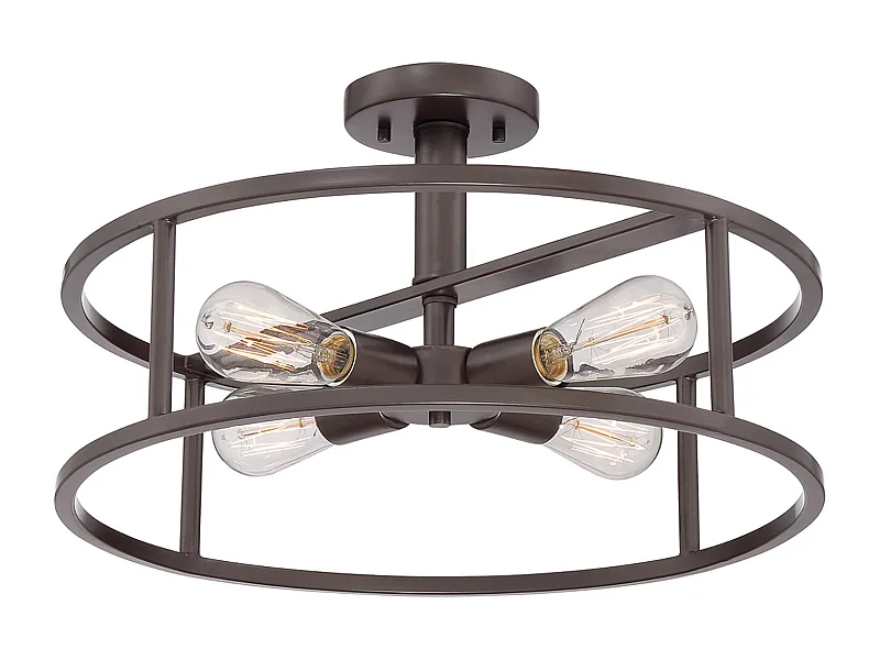 Elstead New Harbor 4 Lätt Semi Flush Ceiling Lätt Western Bronze, E27