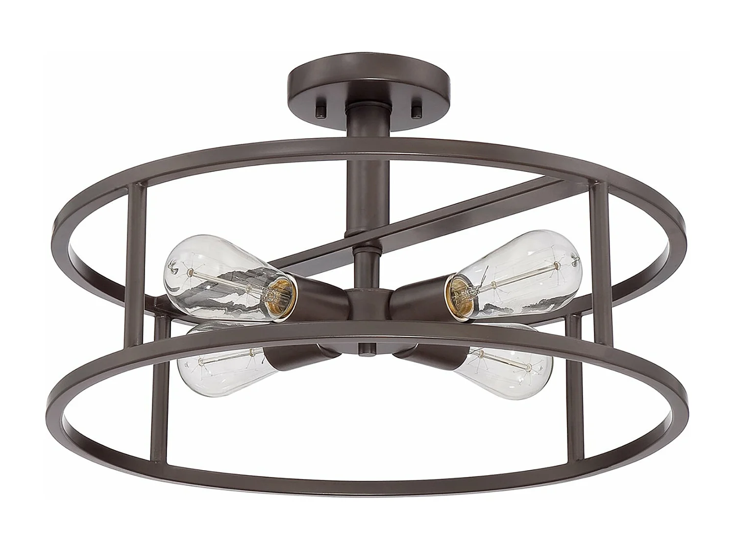 Elstead New Harbor - Plafoniera semi-filo a 4 luci bronzo occidentale, attacco E27