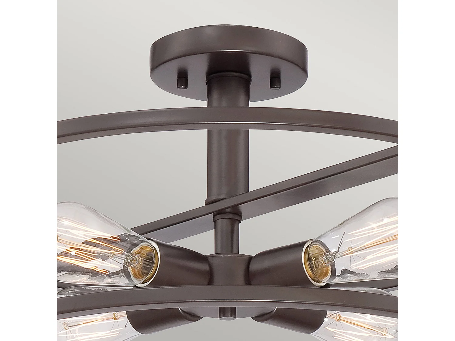 Elstead New Harbor - Plafoniera semi-filo a 4 luci bronzo occidentale, attacco E27