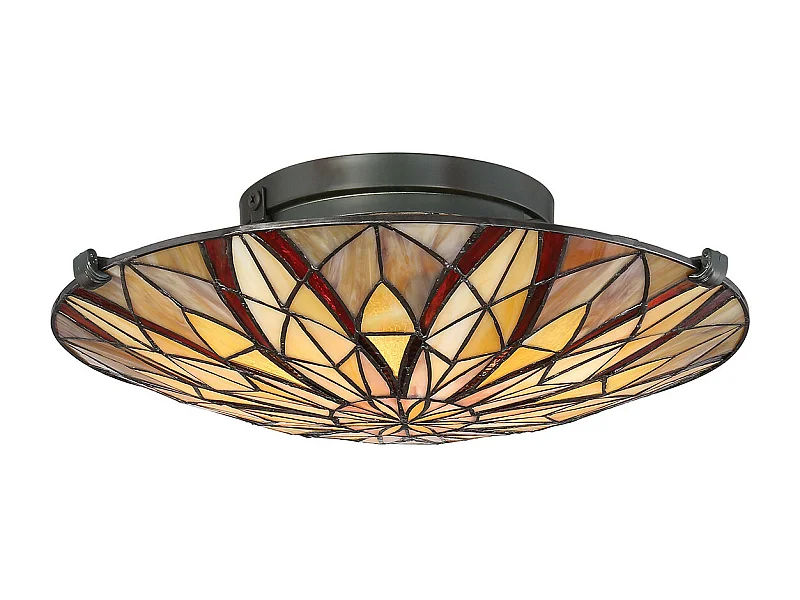 Elstead Victory Tiffany Semi-Flush, Valiant Bronze, E27