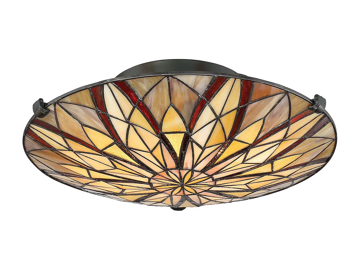Elstead Victory Tiffany Semi-Flush, Valiant Bronze, E27
