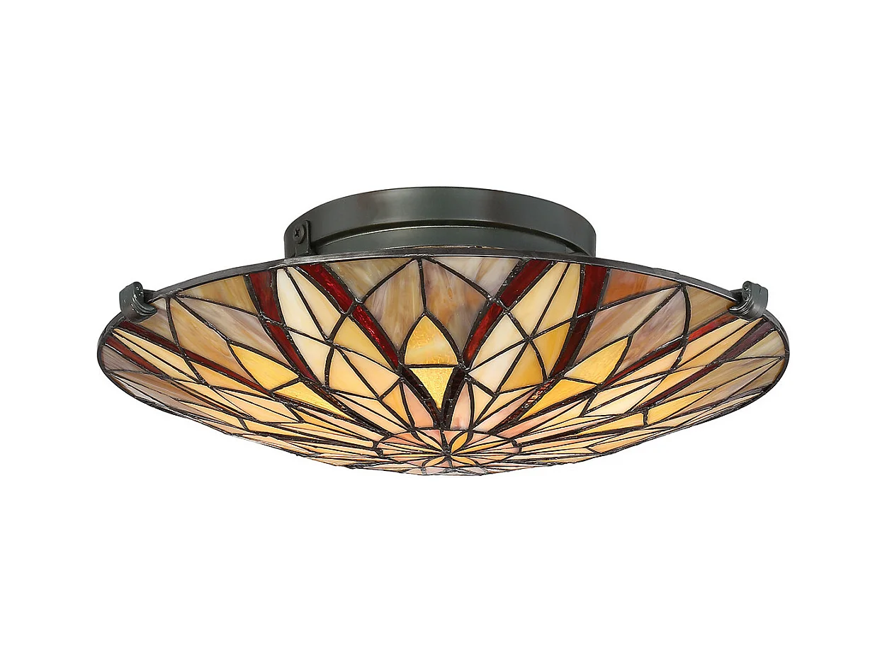 Elstead Victory Tiffany Semi-Flush, Valiant Bronze, E27