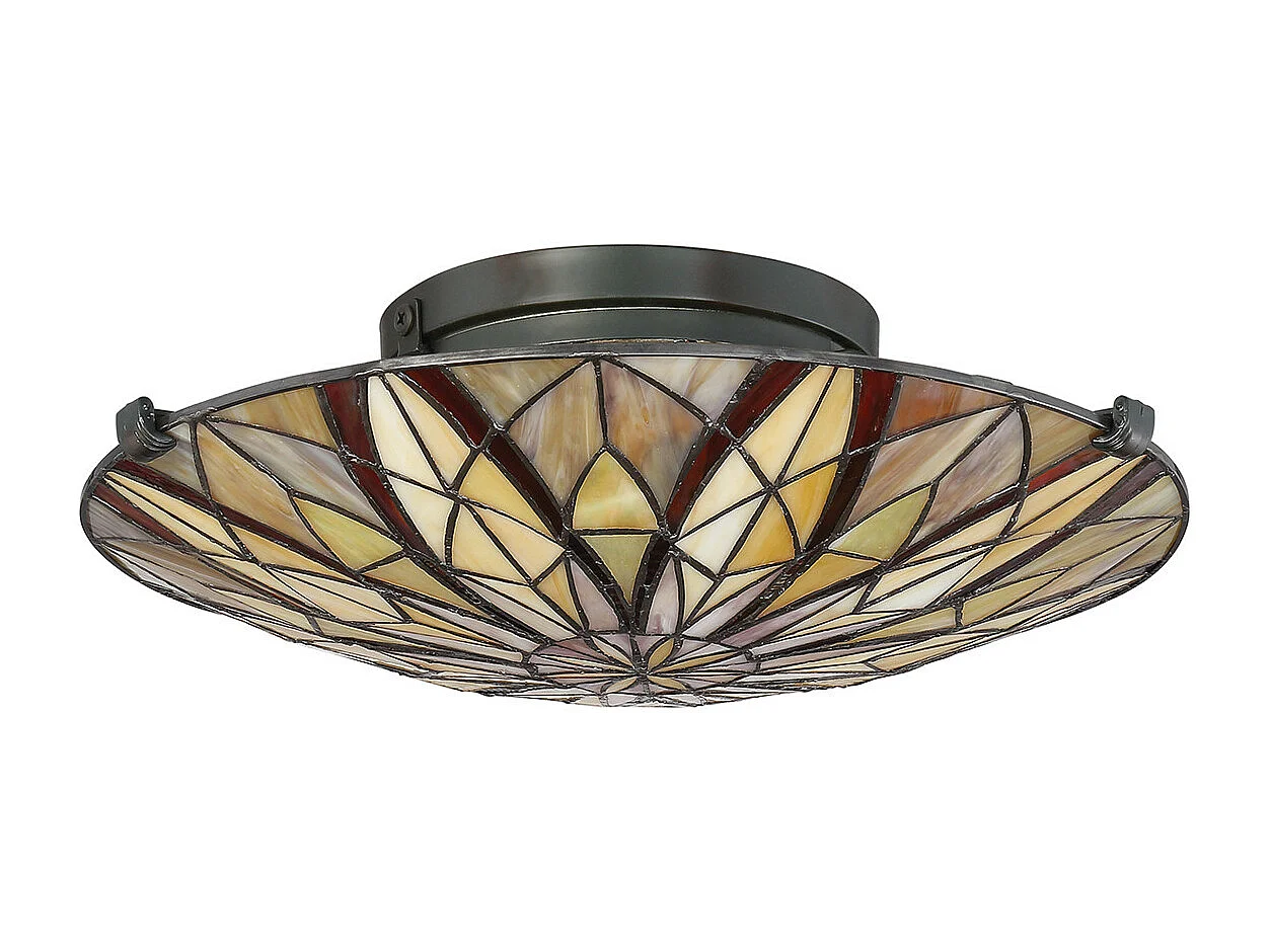 Elstead Victory Tiffany Semi-Flush, Valiant Bronze, E27