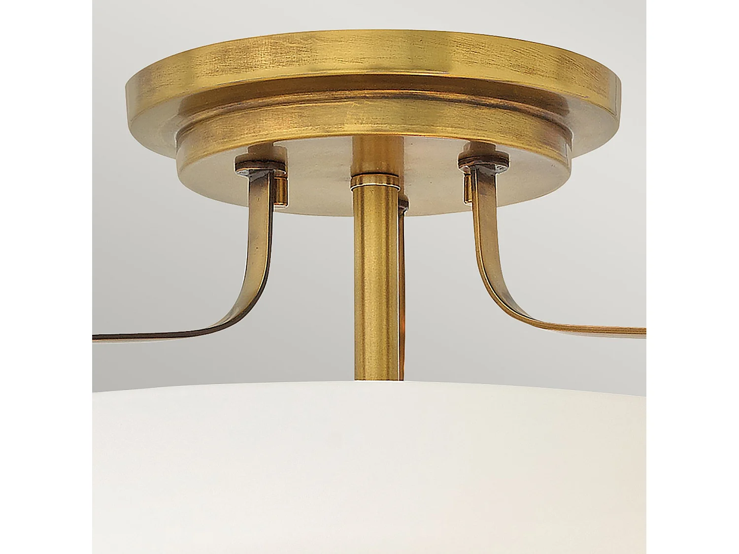 Lampada a Soffitto 4 Luci Kalf Acciaio Nero A Bracci Curvi E Sfere Vetro Opalino E Oro