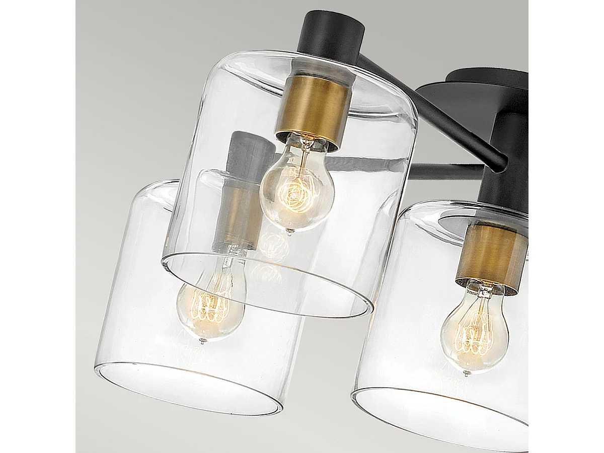 Elstead Hinkley Axel Lampada da soffitto semi-incasso a braccio multiplo nera con ottone Heritage