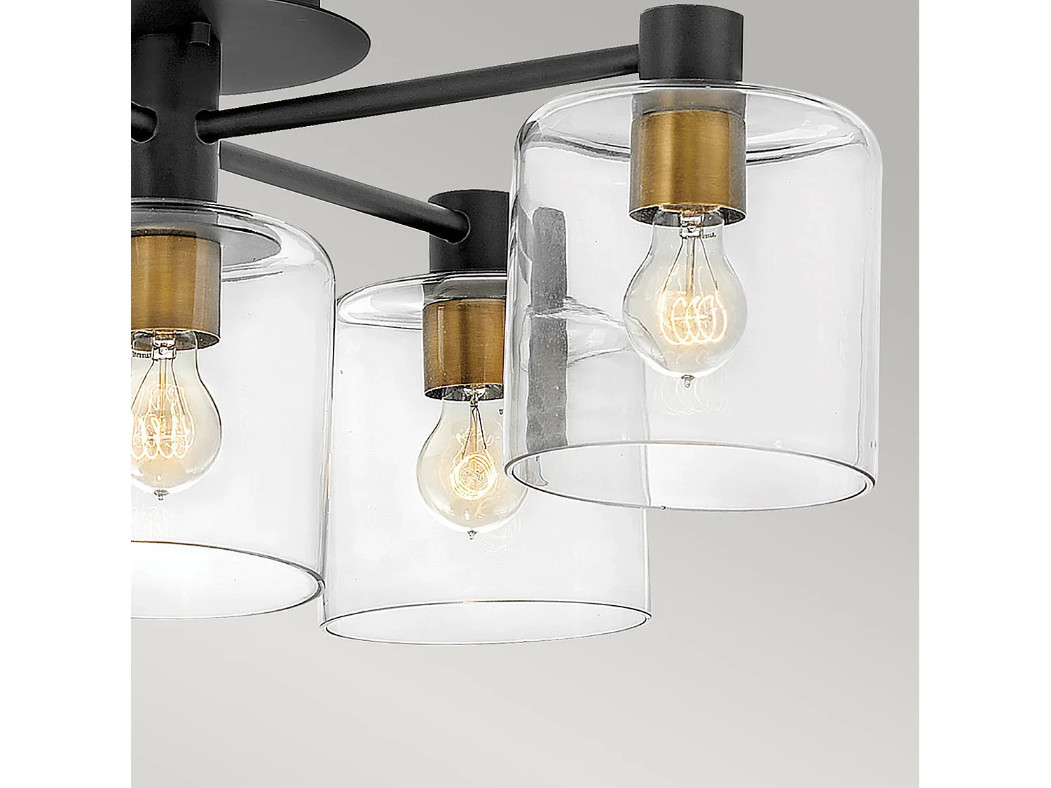 Elstead Hinkley Axel Multi Arm Semi Flush Taklampa Svart med Heritage Brass