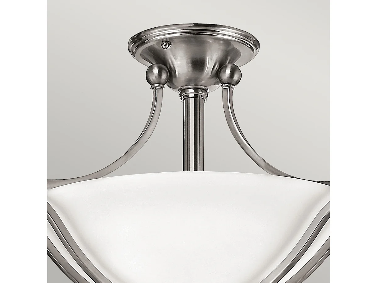 Elstead Bolla - 2 licht Semi Flush Deckenleuchte Nickel gebürstet, E27