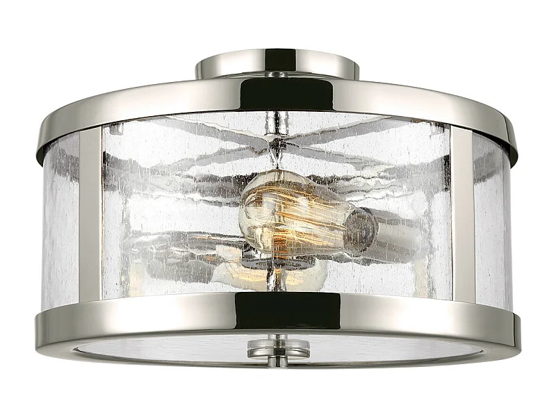 Elstead Harrow Cylindrisk 2 Ljus Semi Flush Lampa, polerad nickel