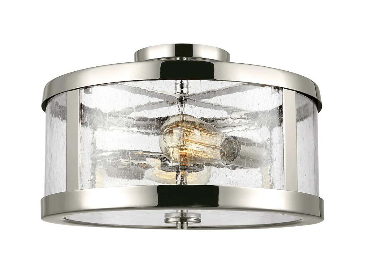 Elstead Harrow Semi-plafonnier cylindrique à 2 ampoules, nickel poli
