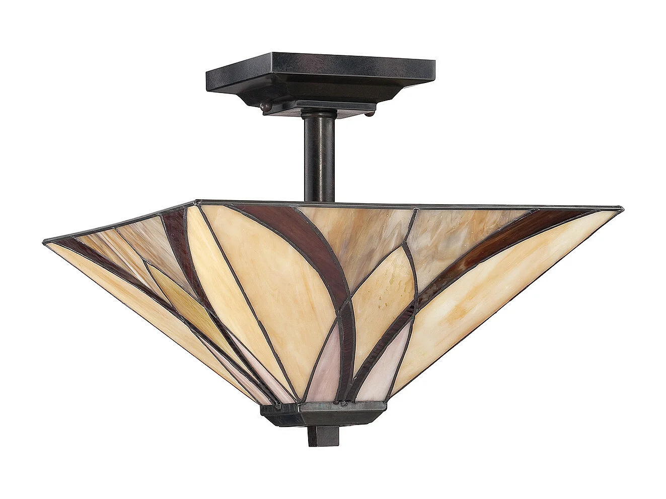 Elstead Asheville 2 Ljus Semi Flush Taklampa Brons, Tiffany Glass, E27