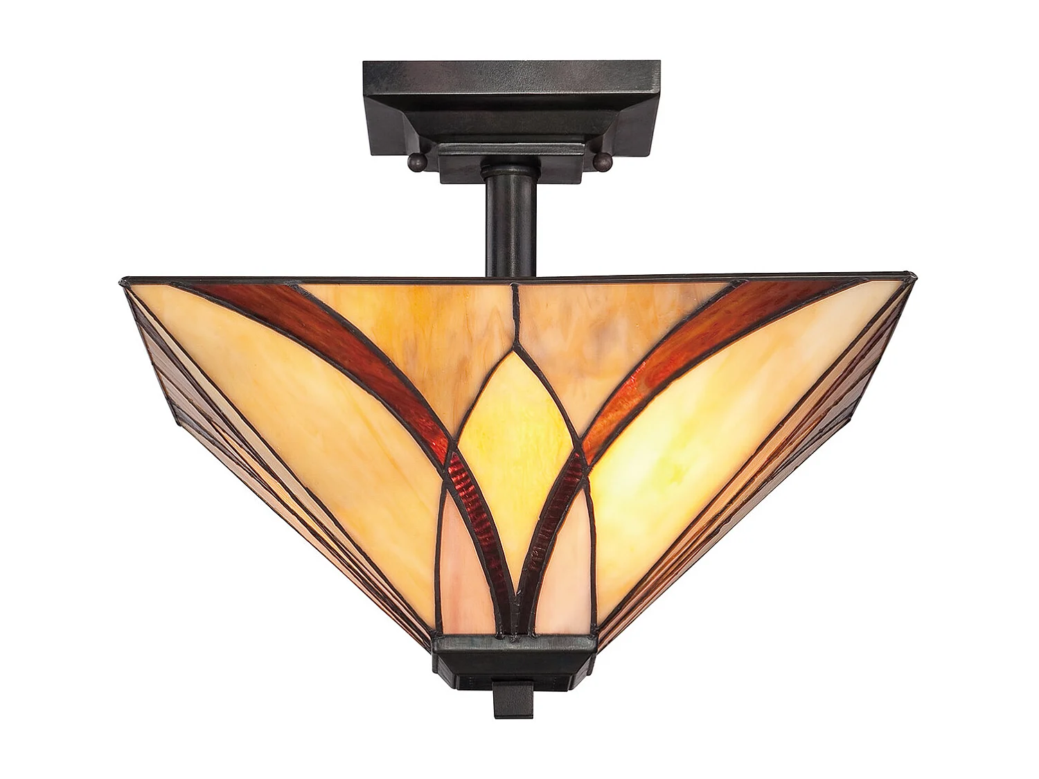 Elstead Asheville 2 Ljus Semi Flush Taklampa Brons, Tiffany Glass, E27