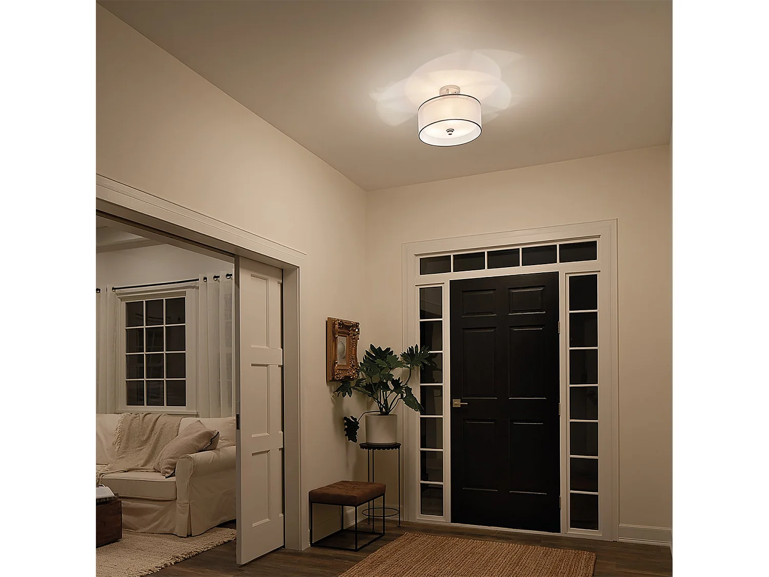 Elstead Lacey 3 licht Semi-Flush Mount, antikes Zinn, E27