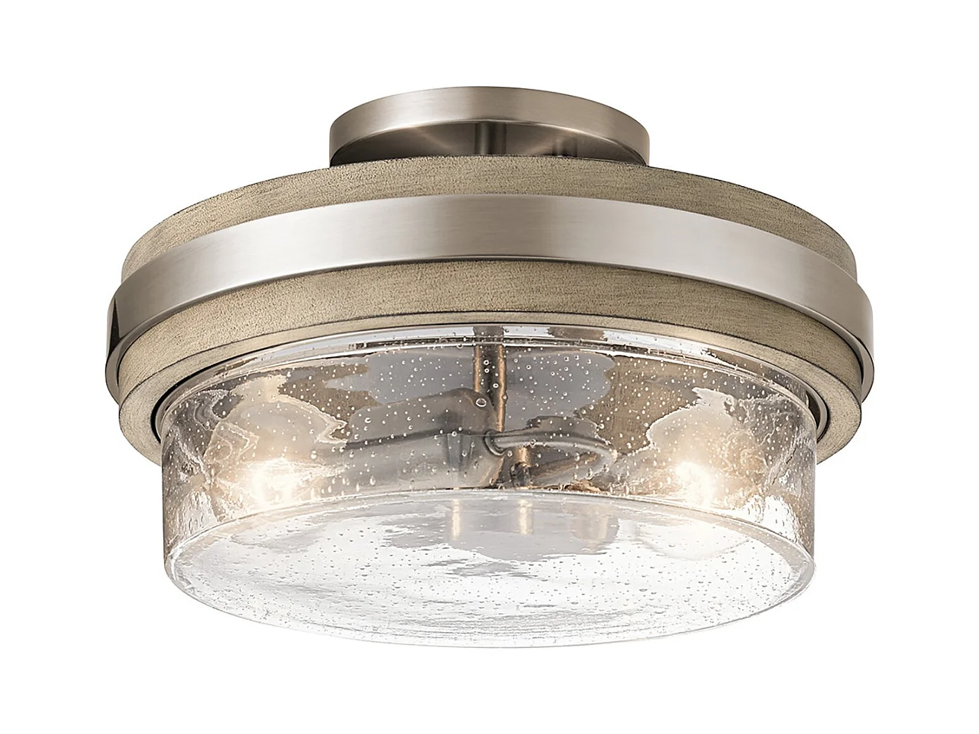 Lampadario Contemporaneo Grand Bank Acciaio Grigio Antico Vetro 2 Luci E27