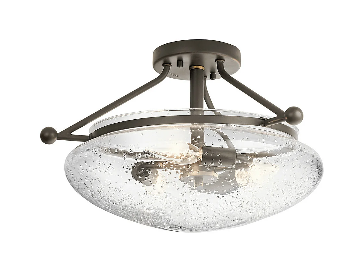 Belle Kichler Semi-plafonnier à 3 lampes, bronze ancien