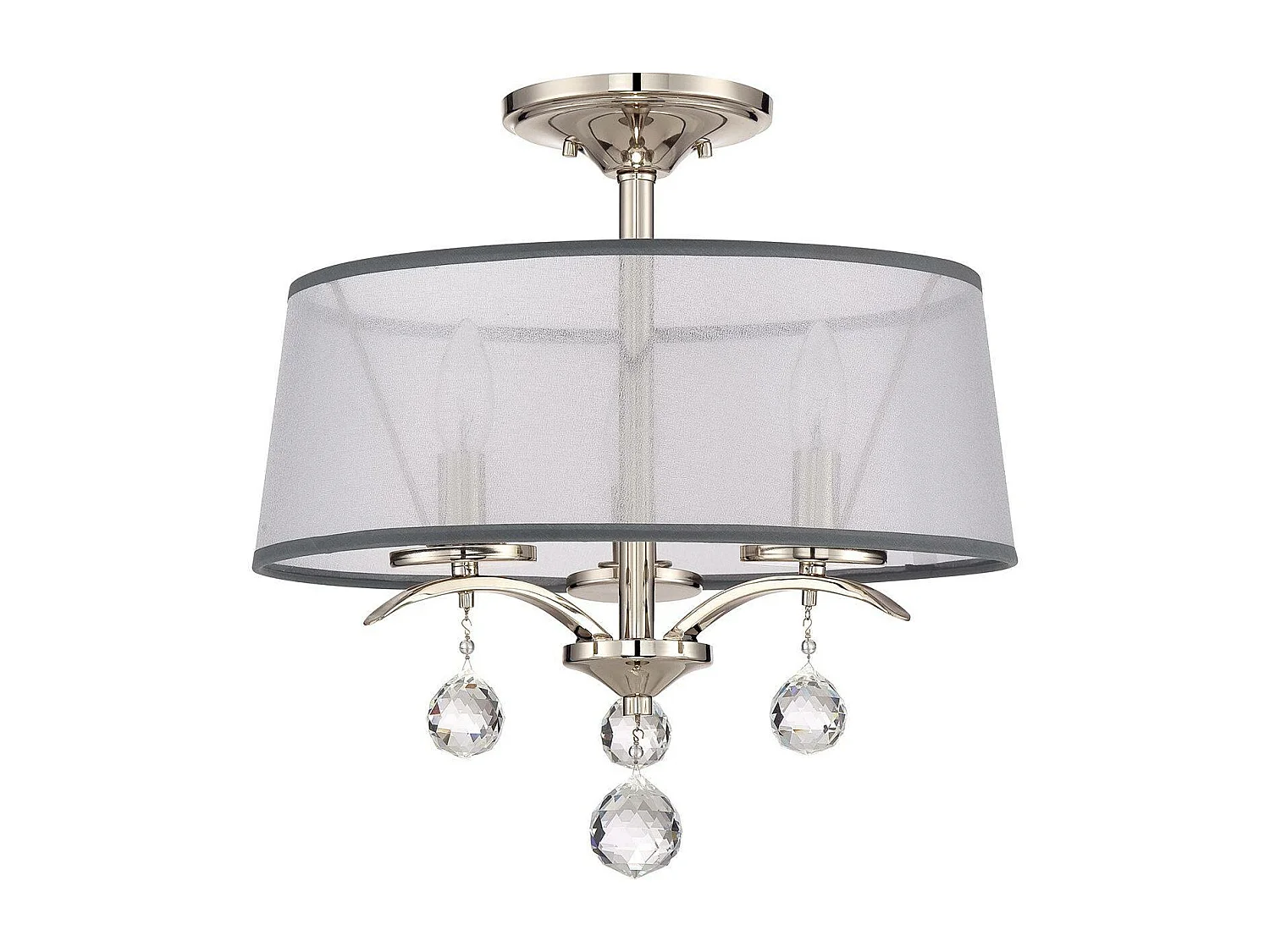 Elstead Whitney 3 Light Semi Flush/Pendel - Imperial Silver Finish, E14