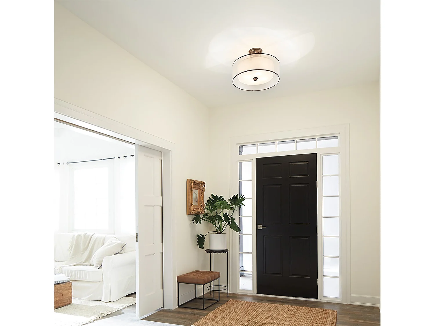 Elstead Lacey Semi-Plafonnier à 4 Lumières, Mission Bronze, E27