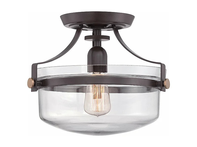 Elstead Penn Station - 1 licht Semi Flush Deckenleuchte Western Bronze, E27