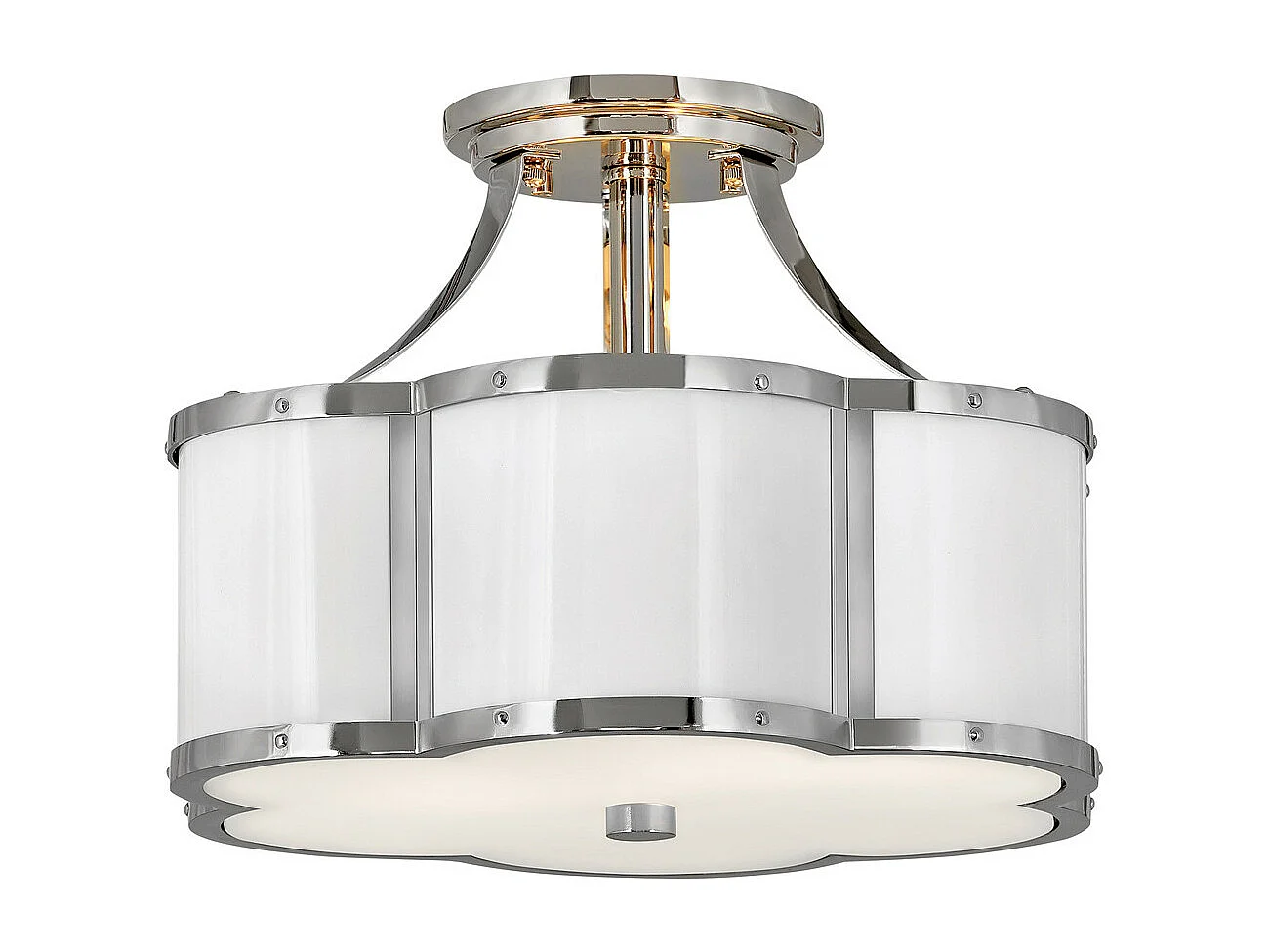 Elstead Hinkley Chance Plafonnier Cylindrique Nickel Poli avec Blanc Poli