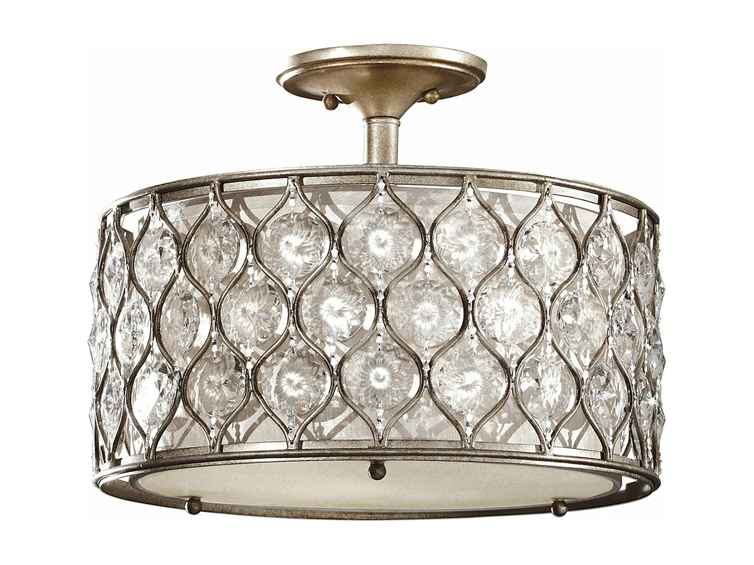 Lampadario Contemporaneo Lucia Acciaio Argento Brunito Cristallo 3 Luci E27