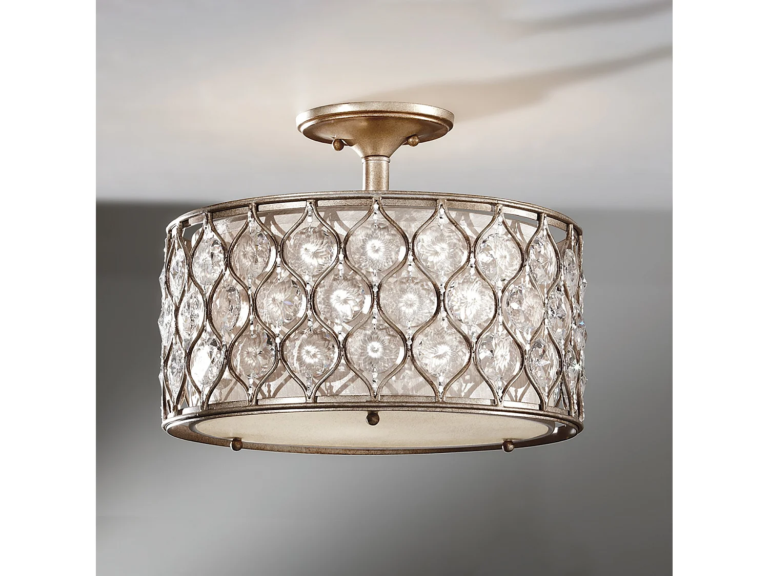 Lampadario Contemporaneo Lucia Acciaio Argento Brunito Cristallo 3 Luci E27