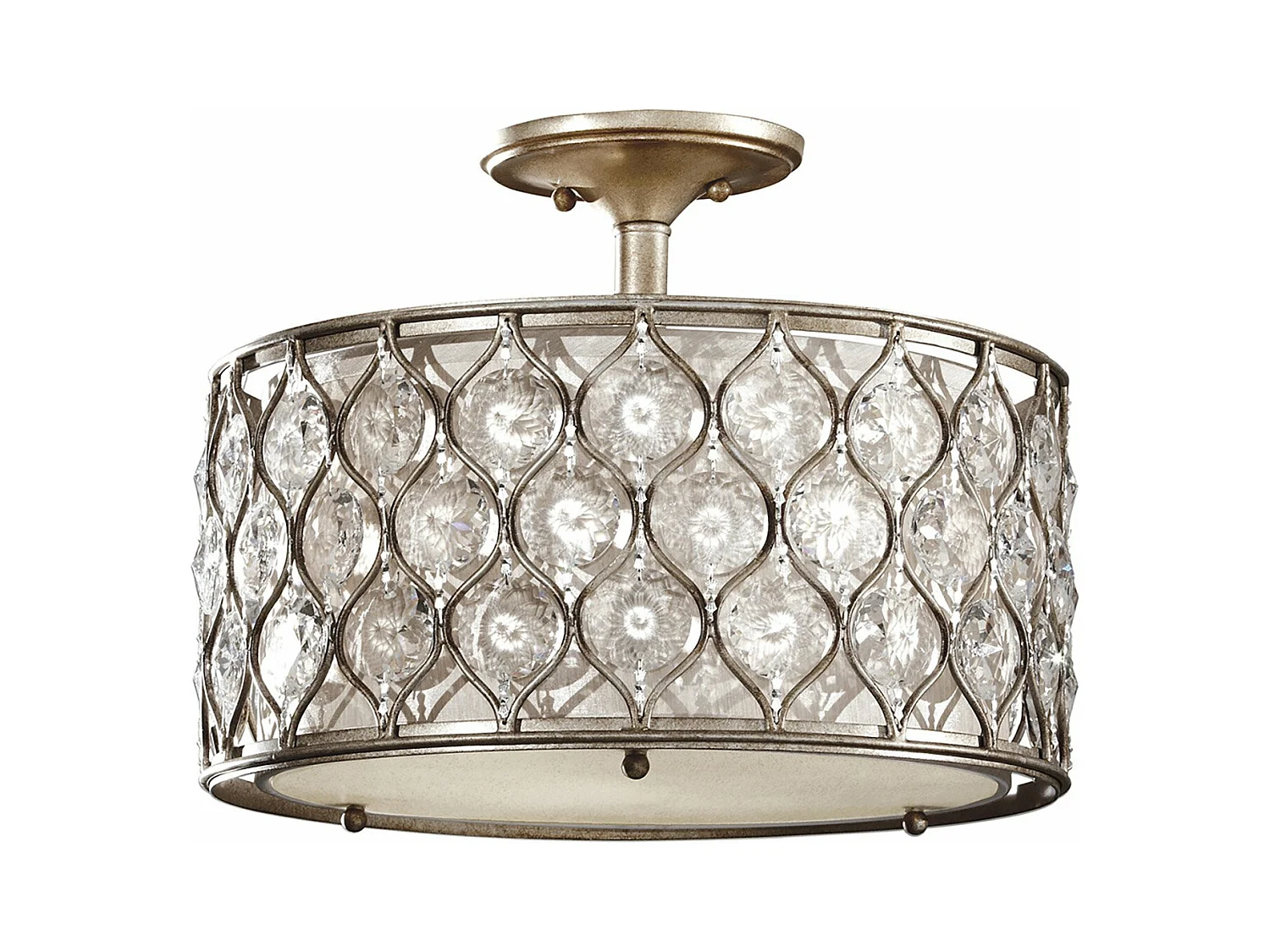 Lampadario Contemporaneo Lucia Acciaio Argento Brunito Cristallo 3 Luci E27