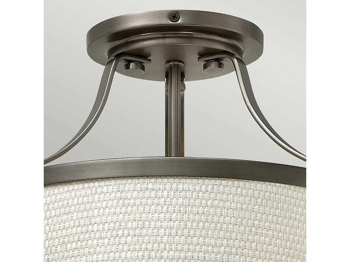 Elstead Charlotte - 3 Licht Semi Flush Deckenleuchte Antik Nickel, E27