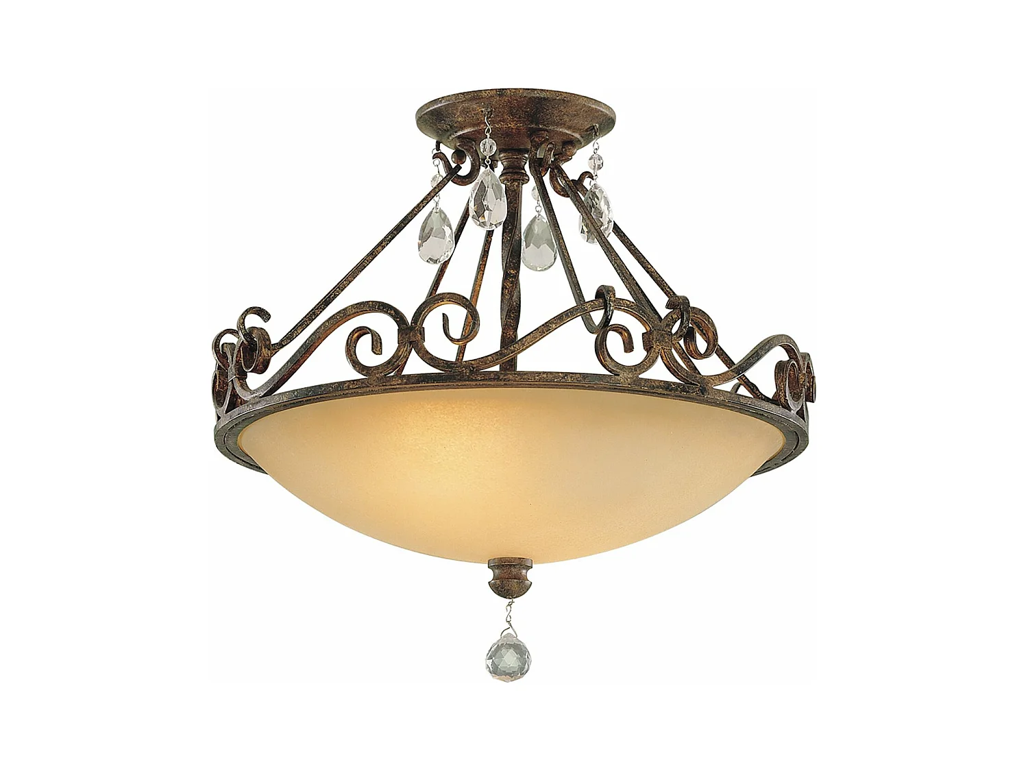Lampadario Contemporaneo Chateau Acciaio Bronzo Moka Cristallo 2 Luci E27