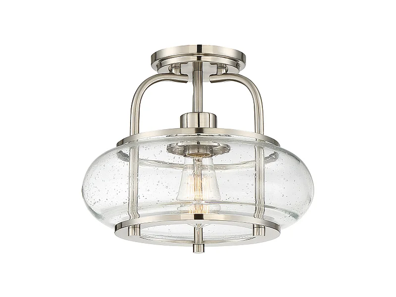 Elstead Trilogy 1 Lumière Semi-Plafonnier, Nickel Brossé, E27