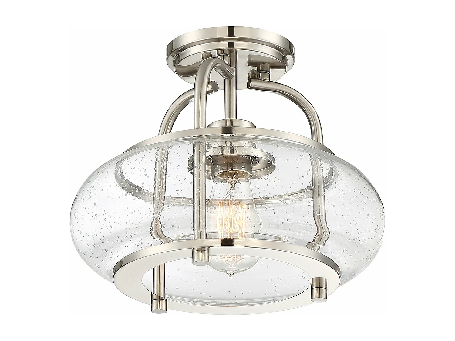 Elstead Trilogy 1 Leichte Semi-Flush-Halterung, Nickel gebürstet, E27