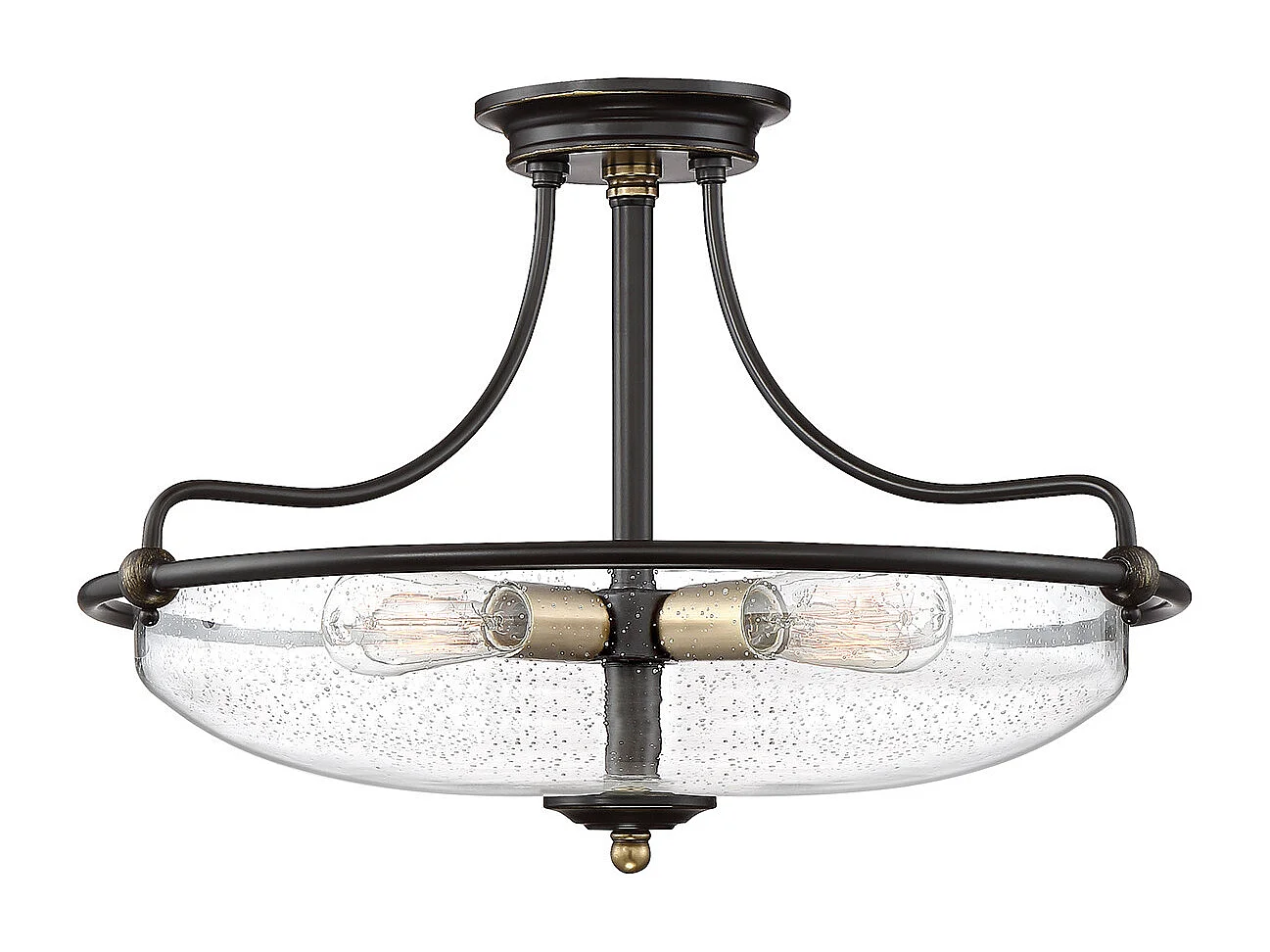 Elstead Quoizel Griffin Bowl Semi Flush Deckenleuchte Palladio-Bronze mit Akzenten aus verwittertem Messing