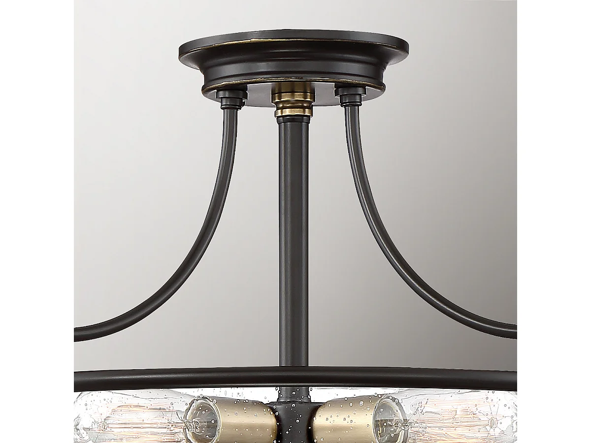 Elstead Quoizel Griffin Plafonnier semi-encastré Bowl bronze palladien avec accents de laiton patiné