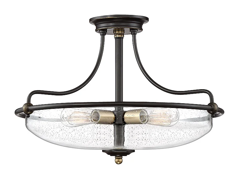 Elstead Quoizel Griffin Skål semi-flush tak ljus palladisk brons med väderbitna mässing accenter