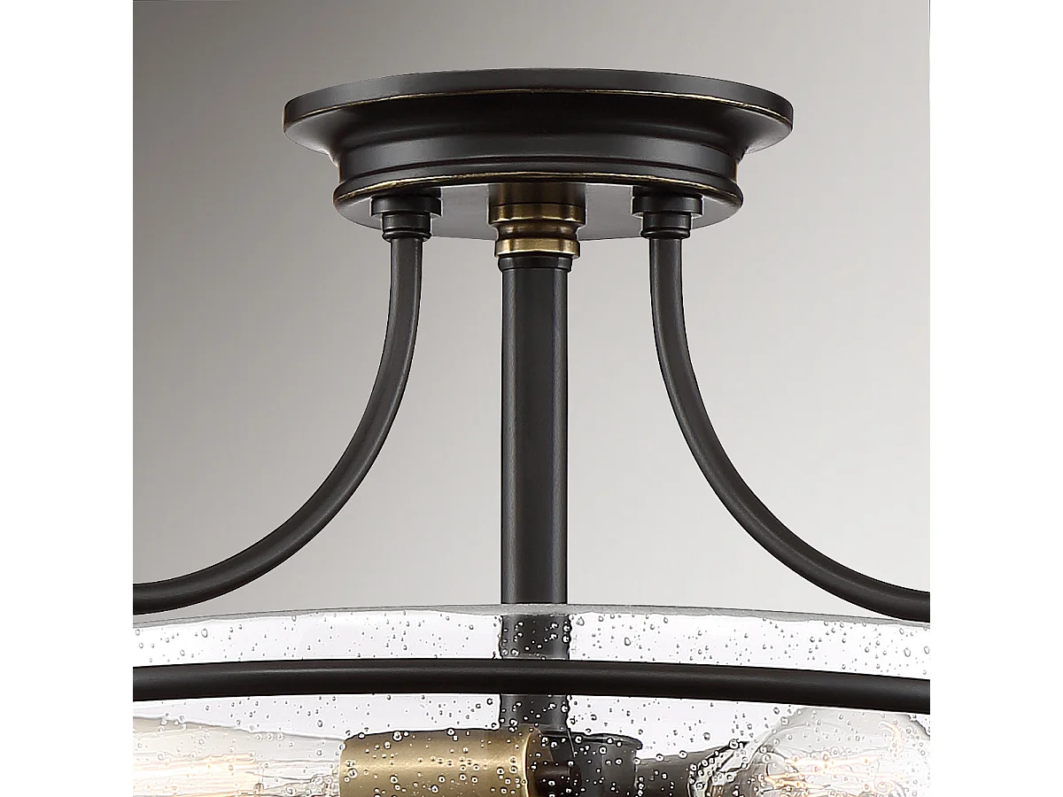 Elstead Quoizel Griffin Skål semi-flush tak ljus palladisk brons med väderbitna mässing accenter