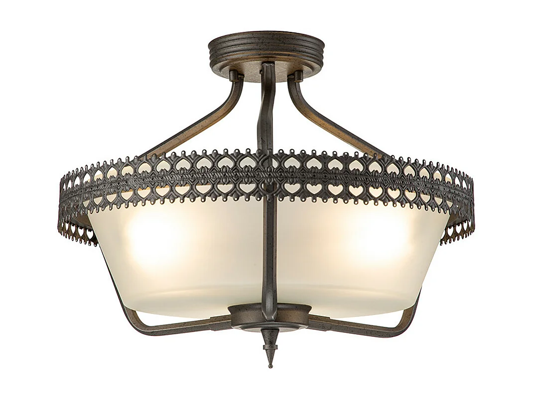 Elstead Crown - Lampada a sospensione a soffitto a 3 luci semi-filo in ferro, E27